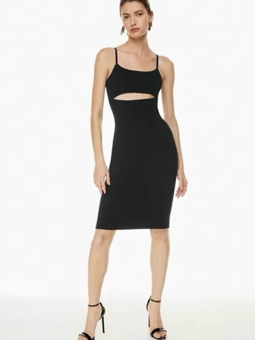 BABATON Black Fissure Sculpt Knit Front Cut Out Bodycon Dress Sz. Large